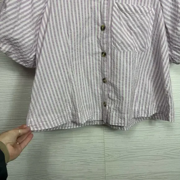 Anthropologie Maeve Lilac Striped Blouse - Picture 6 of 9